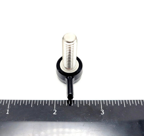 Hassle Free 5/16 Inch By 1 Inch T Bolt Screws Featuring Black Butterfly Wing Knob Corrosion Resistant 304 Stainless Steel Heavy Duty Thumb Screws Built Tough For No Sweat Installation shown with ruler for size reference.