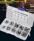Cool M6 Threaded Insert Kit With 100pcs Stainless Steel Repair Parts For Stripped Screw Holes In Five Sizes Including Deep Threading Specs And A Tidy Divided Storage Box open storage box with M6 stainless steel threaded inserts in five sizes