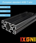 European standard 4080 T-slot aluminum extrusion, two black 700mm pieces for 3D printer frames and CNC DIY builds.