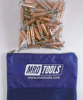 Set Of Fifty Cleco Sheet Metal Fasteners One Eighth Inch With Mesh Carry Bag Plier Operated Copper Finish Grip Range Zero