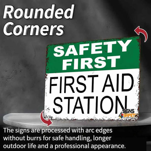 12 By 8 Inch Aluminum First Aid Station Sign For Workplace Safety Rugged Rust Resistant Metal With Crisp Print Easy Mount