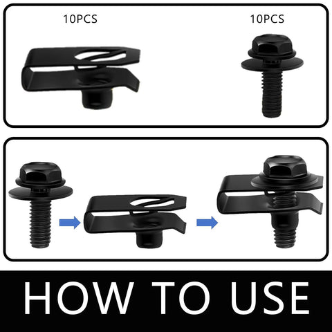 How to use Twenty Pack Heavy Duty Car U Clips And Fender Liner Headlamp Assembly Screws with iron U nuts.