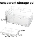 Foldable Plastic Storage Baskets With Handles 2 Pack Grab-And-Go Stackable Collapsible Crates, clear PET plastic, folded and assembled