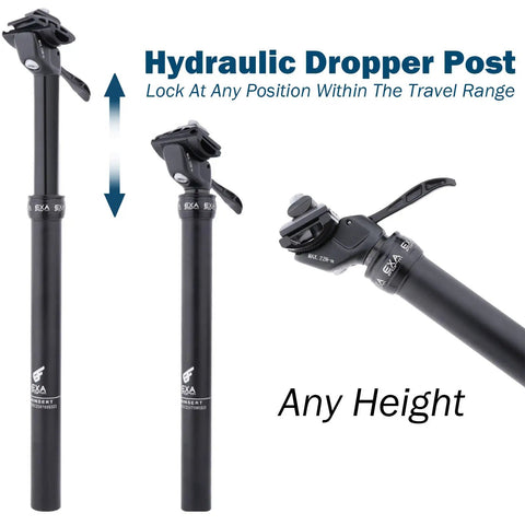 Cableless Hydraulic Dropper Seatpost Dope 27.2 Millimeter Diameter 450 Millimeter Length 120 Travel For MTB Ebike And Road Bikes Easy Install Upgrade Today showing locking mechanism.