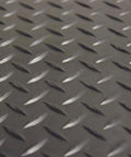 Close-up view of Diamond Plate Rubber Flooring Roll 3 Mm Thick 4 Ft By 3 Ft Black Heavy Duty Floor Mat for garage and workshop.