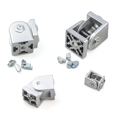 Ball Bearing Door Hinge With Silent Pivot Built To Last Heavy Duty Aluminum Connector For 20 30 40 45 Series Aluminum Extrusion Profiles And 28 4040 Size Ideal For Indoor And Outdoor Residential And Commercial Use, shown with mounting blocks
