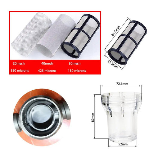 Inline Sediment Filter For Garden Hose And Pressure Washer, Three Quarter Inch Female Thread, RV Water Pump Strainer, mesh sizes