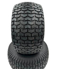Set Of Two 20x10.00-8 Lawn Mower Wheels With Tire And Rim On Three Quarter Inch Axle Hub, Yellow Rim, Four Ply Tire, Ready To Roll