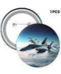 Fighter Jets Button Pins 1 Pc 2.4 Inch Round Metal Badges With Personalized Photo Pins For Craft DIY Projects Party Favors Christmas Gift Idea Great For Enamel Pin Lovers Teachers And Party Geeks Durable Tinplate With A Glossy Finish. Image shows front and back view of jet design pin.