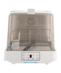 Portable Countertop Dishwasher Compact For Apartments And RV Trips featuring a clear lid and dish rack on display.