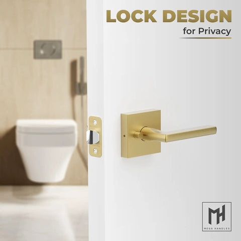 Privacy Lever Door Handle Set For Hallways And Bathrooms Keyless Design Fits All Standard Doors Covered Screws Included Satin Brass Finish 5 Inch Length Easy Install Hardware