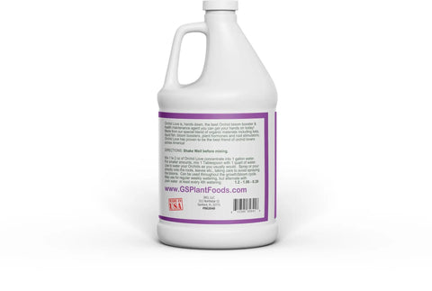 Liquid Orchid Fertilizer For All Orchid Species And Types, Quick Acting Plant Food That Boosts Growth And Big Blooms, Nutrient Rich Formula With Natural Ingredients, 1 Gallon, white plastic jug