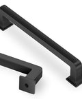 Matte Black Cabinet Handles 3 Pack 5 Inch Modern Cabinet Pulls for Kitchen and Vanity, durable solid construction shown close-up.