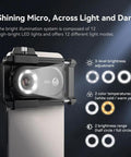 200X Phone Microscope Lens With CPL Filter And LED Light showing LED adjustment options