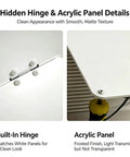 Details of Slick Drywall Access Panel With a Quick Grab Ring Pull Handle showing hidden hinge and acrylic panel for clean finish.
