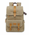 Front view of Beefy Retro Batik Canvas Backpack For DSLR Gear, Laptop Port, Large Capacity Camera Bag Carry Case