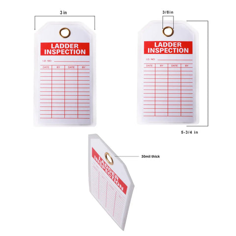 Built Tough Ladder Safety Inspection Tags Double Sided Accident Prevention Record Kit With Sturdy Brass Grommet Write On Matte Polyester Pouch Pack Of Fifty For Crews