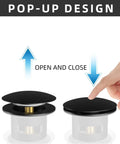 Pop-up design of Freestanding Bathtub Drain Kit With Universal Fine Thread And Coarse Brass Thread Bushing Assembly in matte black.