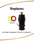 Premium Toilet Flush Valve Seal For Kohler Tower Style Toilets Quashes Stubborn Drips Fast With Heavy Duty Chlorazone Rubber in black with yellow and red rings.