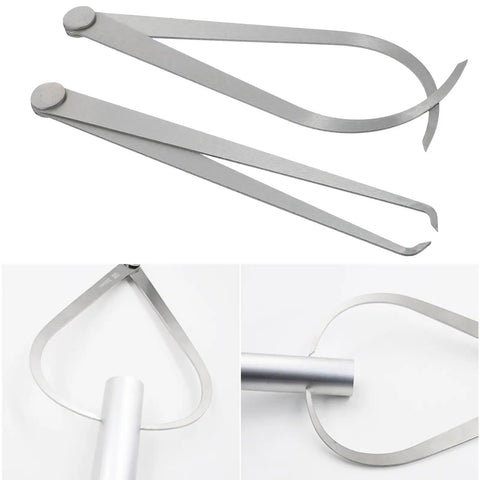 Two Piece Steel Firm Joint Calipers Set For Modeling And Carving, close-up of precision inside and outside tools