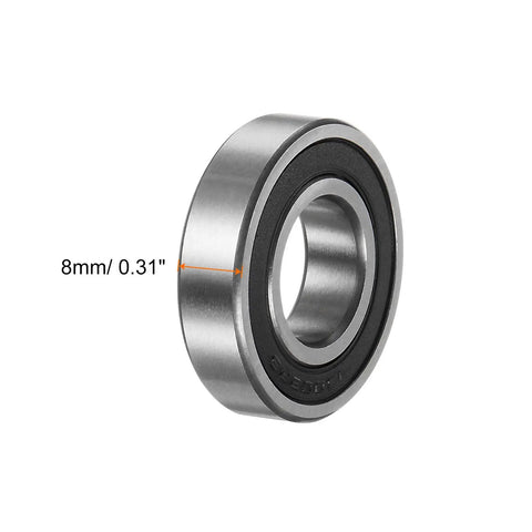 Side view of Deep Groove Ball Bearing 15x32x8 Millimeter, 2 Pack, Double Rubber Sealed for Dust and Moisture Protection