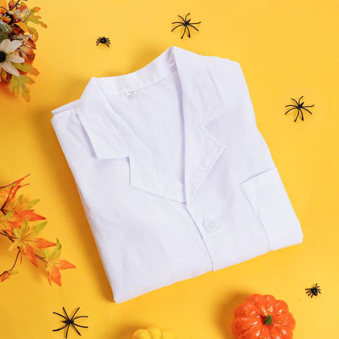 Breathable White Lab Coat Costume For Scientists And Docs Unisex Long Sleeve Adult Lab Coat For Halloween Cosplay Science Nurse Student Outfit Durable White Lab Coat For Women And Men