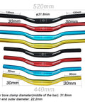 Gold Mountain Bike Riser Bar 31.8mm Clamp 440mm Length For Kids Ergonomic Handlebar with various color options shown