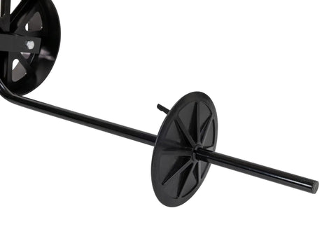 Close-up of row marker on Walk Behind Garden Push Seeder Planter With Six Seed Plates For Up To 20 Varieties.