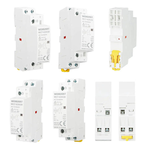 12V DC Coil Contactor 25 Amp 2 Pole Normally Open Noise Free Switch For RV, Solar And Smart Systems, 35mm DIN Rail Mount