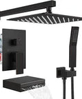 Top Notch Shower System With Tub Spout And Ten Inch Rainfall Head Waterfall Spout Handheld Sprayer Wall Mount Valve Kit