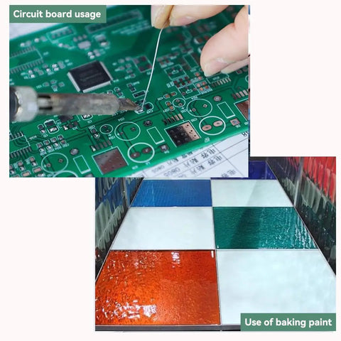 Image showing circuit board usage and colored tile setup for baking paint process.