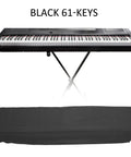 Black 61-Key digital piano with keyboard protector, 88 Key Digital Piano Dust Cover Soft Breathable Fabric Keyboard Protector shown separately