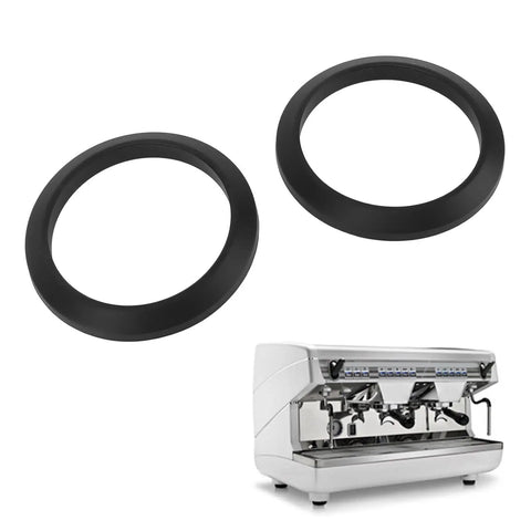 57mm Silicone Group Head Gasket Seal for Espresso Machines Replacement Brew Seal Ring for Nuova Simonelli, shown with espresso machine