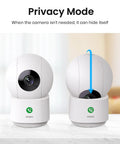 2K Indoor Security Cam for Home, Baby Monitor and Pet Cam, 360-Degree Coverage, showing privacy mode feature