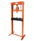 Beefy 12 Ton Hydraulic Shop Press With H Frame Adjustable Height Two Stamping Plates Heavy Duty Bench Top Tool For Garage Bending Straightening And Bearing Installation Orange, front view