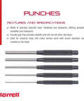 Heavy Duty Drive Pin Punch Set With Knurled Grip For Precise Positioning And Secure Hold, Hardened Tempered Steel, 8 Inch Length, 5 Pack