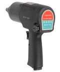 Solid Build Air Impact Wrench Half Inch Drive With Lightweight Alloy Steel Housing And Adjustable Five Level Trigger For Fast Bolt Busting And Shop Repairs That Handle Heavy Load Jobs Without Breaking A Sweat side view black impact wrench with adjustable trigger and housing.