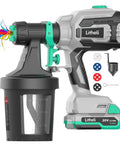 Brushless 20V Cordless HVLP Paint Sprayer For Home Interior And Exterior DIY Friendly Tool For Car Deck Fence And Furniture Includes 2Ah Battery And Charger High Efficiency And Easy Flow Control with accessories