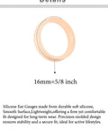 Sixteen Millimeter Silicone Flesh Tone Ear Gauges Tunnels Plugs Set With Soft Silicone Double Flare Stretching Kit