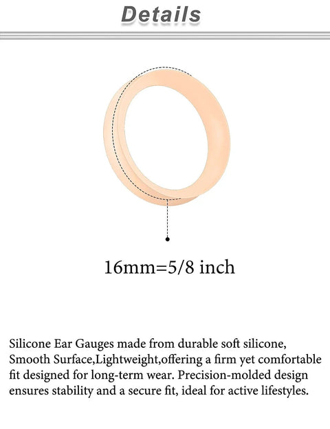 Sixteen Millimeter Silicone Flesh Tone Ear Gauges Tunnels Plugs Set With Soft Silicone Double Flare Stretching Kit