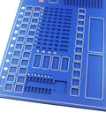 Heavy Grade Silicone Rubber Work Pad With Multiple Compartments For Lock Pinning Kits Keeps Your Bench Sleek And Ready Tough Blue Surface layout.