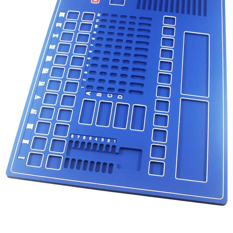 Heavy Grade Silicone Rubber Work Pad With Multiple Compartments For Lock Pinning Kits Keeps Your Bench Sleek And Ready Tough Blue Surface layout.