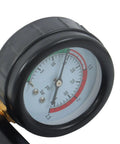 Close-up of a psi gauge from the Heavy Duty 18 Piece Radiator Pressure Tester And Coolant Purge Refill Vacuum Kit showing pressure levels.