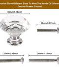 Sparkling Crystal Diamond Glass Cabinet Knob Set 30mm 1.18 Inch Clear Crystal Pulls With Three Size Screws For Dresser Cabinet Closet Doors Upgrade For Your Home Decor, clear knob and screws