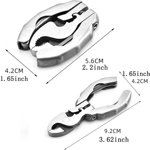 Compact 9-In-1 Keychain Multitool Pliers With Wire Cutter Stripper Crimper Bottle Opener And Screwdrivers, stainless steel tool