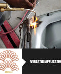 Auto Body Dent Repair Kit With Puller Rings And Iron Shaping Tabs being used on metal surface with flame tool visible