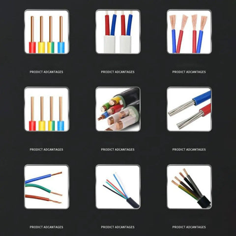 Collection of various wire types and colors showcasing the Heavy Duty Drill Powered Wire Stripper Machine With Manual Hand Crank Option.