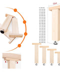 4 Pack Adjustable Wooden Bed Slat Support Legs With Height Adjustable Center Support 12 to 14 cm and size chart