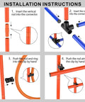 Installation instructions for Ultimate Dog Agility Training Set With Tunnel And Obstacles Pro Grade Adjustable Jump Bars kit with connectors and rods.