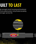 All Weather Shock Absorber For Chevy Tahoe with hydraulic lockout, nitrogen charged gas, featuring high-strength housing and piston rod.